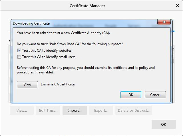 Firefox Certificate Manager