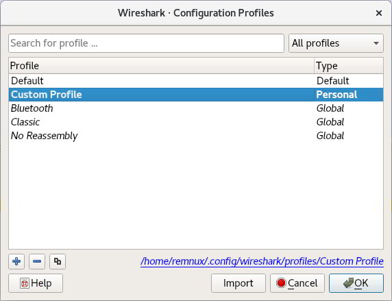 Wireshark Profile Configuration