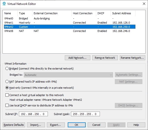 VMware Virtual Network Editor